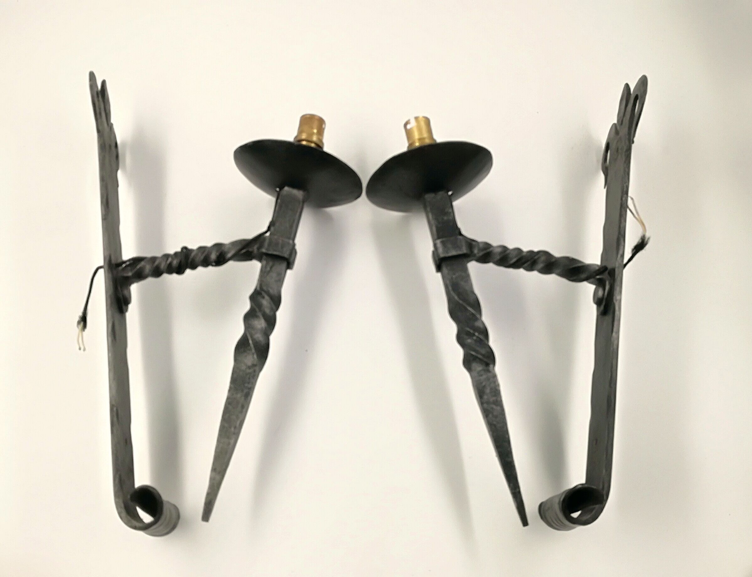 Pair of wrought iron wall light