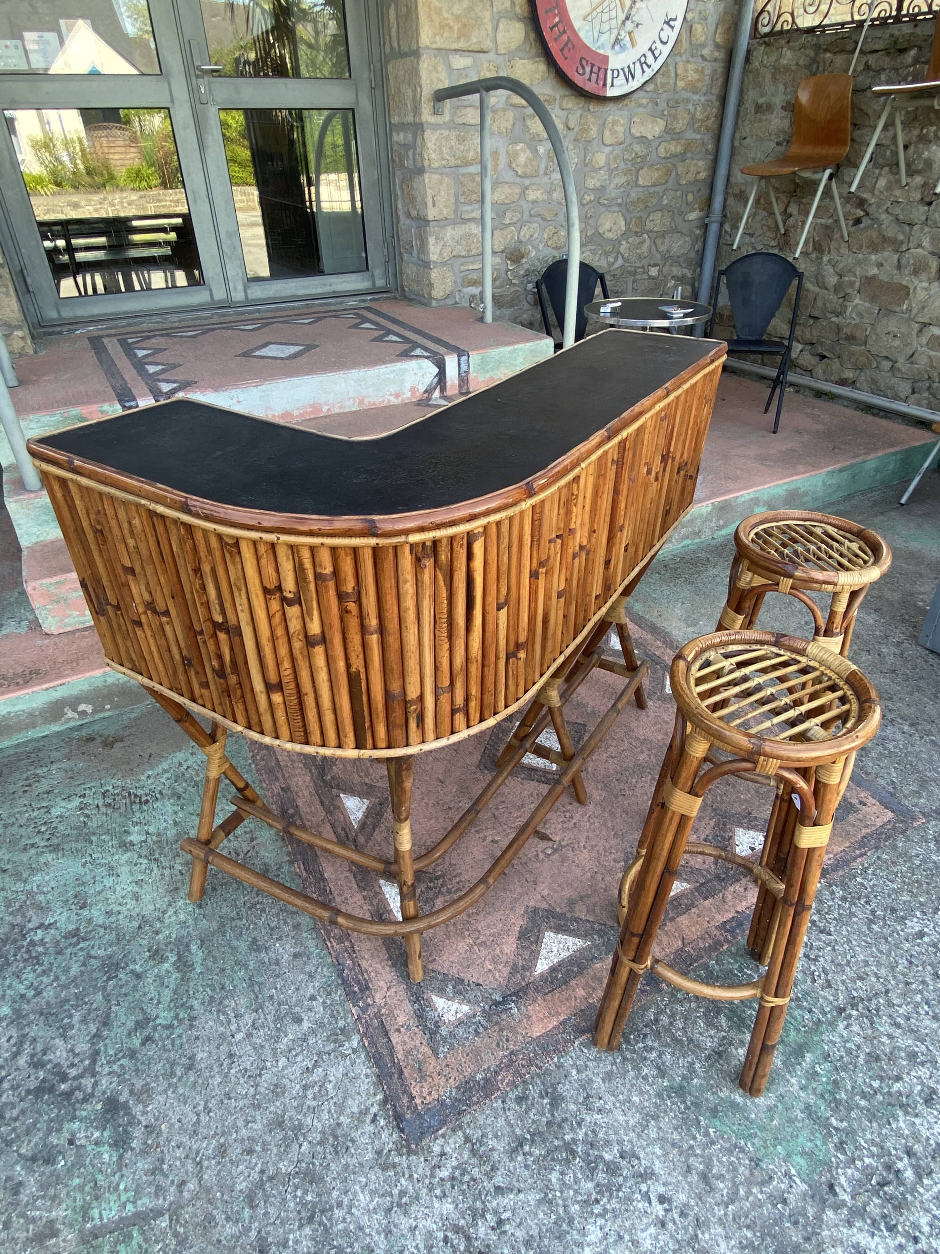Vintage rattan bar around 1960