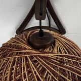 Rattan bamboo and rope sisal wall lamp, Dutch 1960s