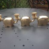 Bougeoirs éléphants en laiton