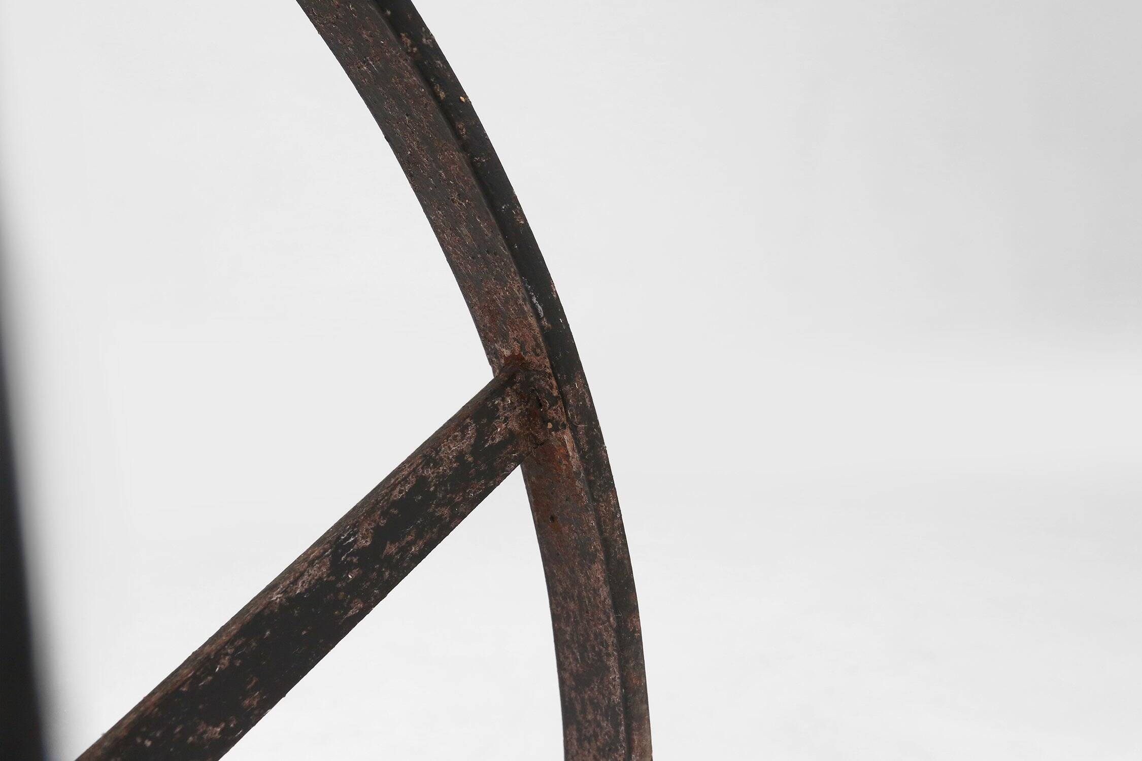 Industrial Black Metal Stool with Frame, France  1920s