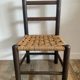 Duo de chaises enfant vintage en corde et bois