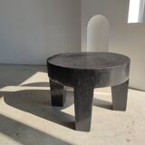 Quadripod coffee table in black monoxyl solid wood