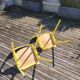 Pair of yellow plywood chairs