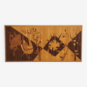 Vintage marquetry mural 1970