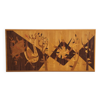Vintage marquetry mural 1970