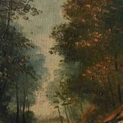 Cottage in the woods, oil on canvas signed