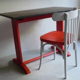 Oak, black and orange bistro table