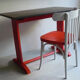 Oak, black and orange bistro table