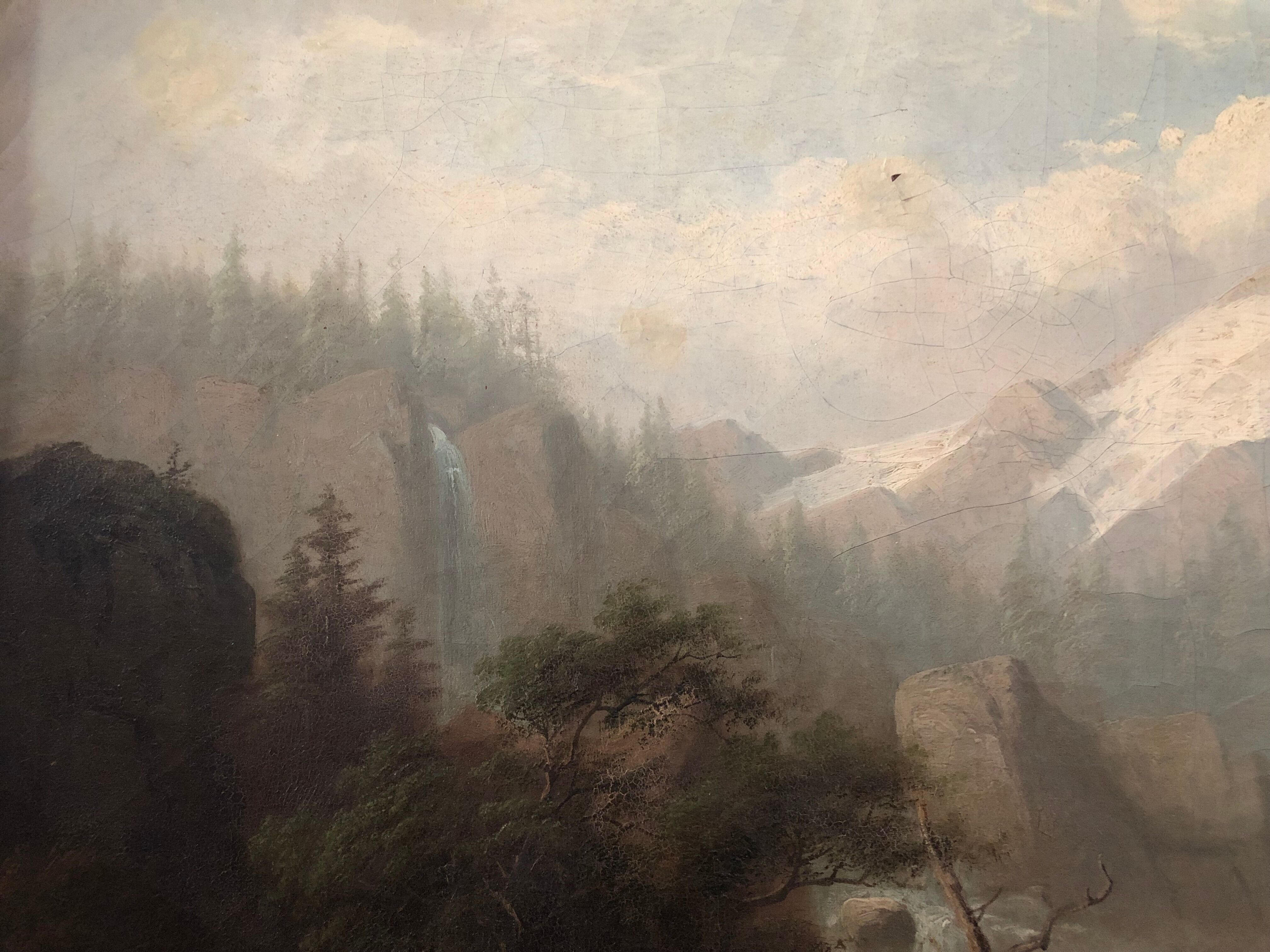 Huile sur toile du milieu du 19e siècle