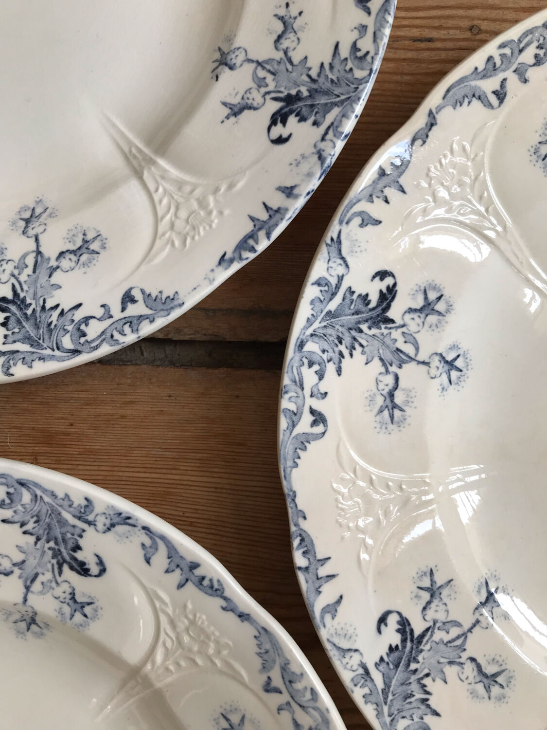 Series of 6 old Longwy flat plates