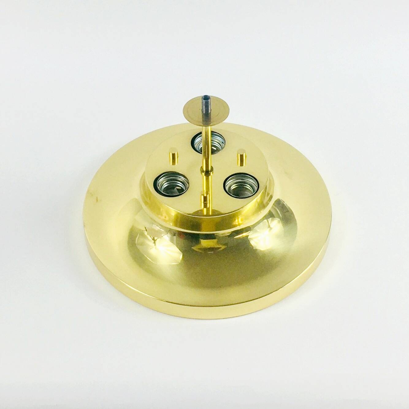 Large Flower-Shaped Glass & Brass Flush Mount/Ceiling Light from Limburg, Germany, 1960s/1970s