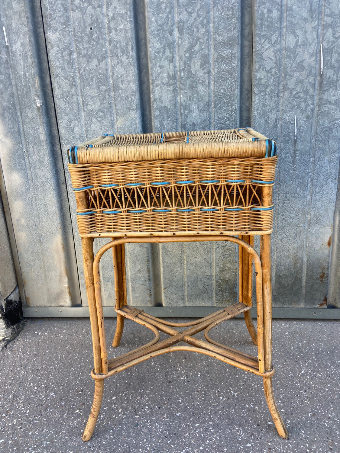 Vintage rattan storage unit