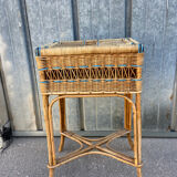 Vintage rattan storage unit