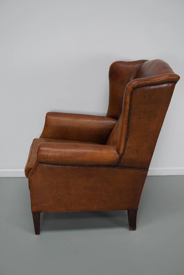 Fauteuil club vintage en cuir couleur cognac, pays-bas fauteuil club vintage en cuir couleur cognac, pays-bas