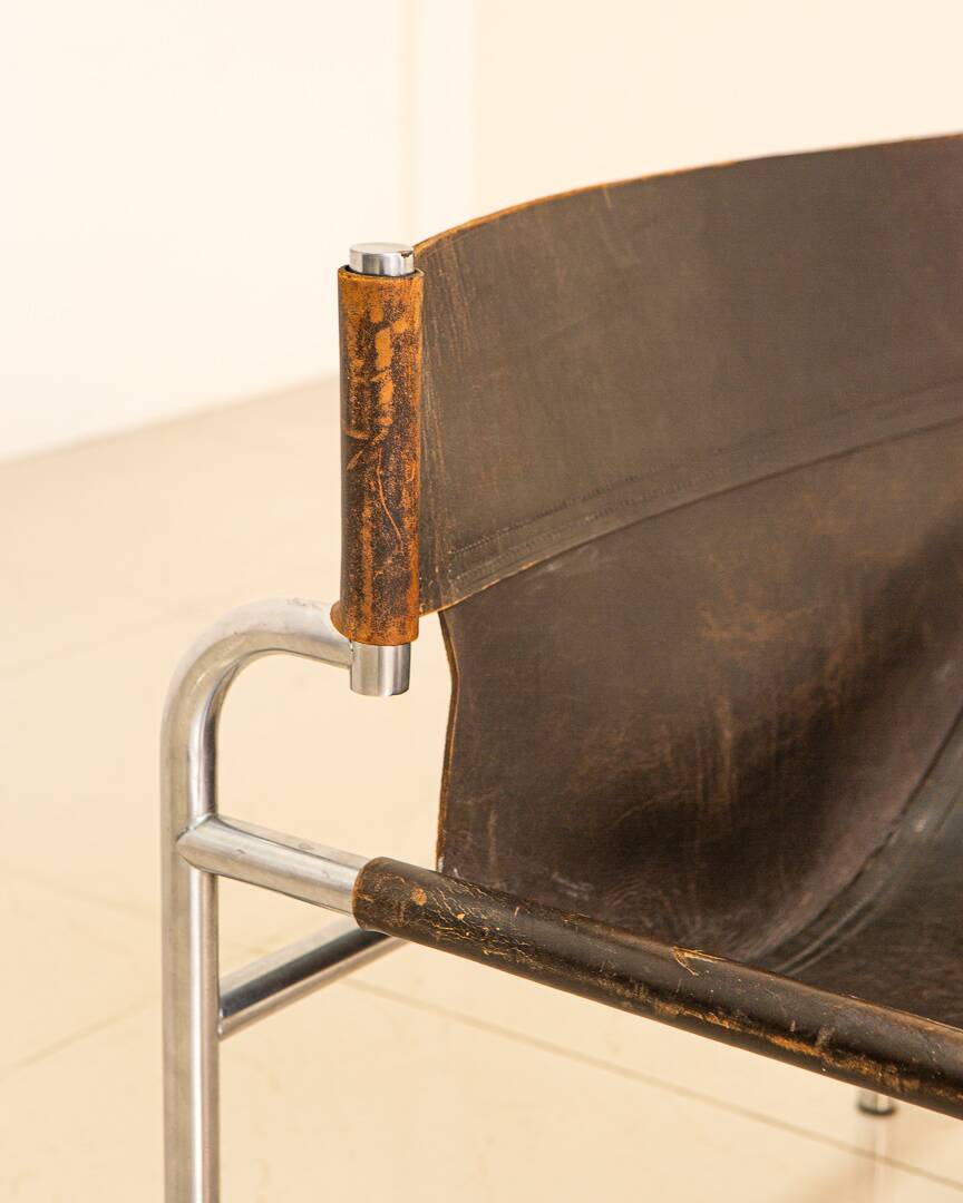 "SZ12" armchair in brown leather by Walter Antonis for Spectrum 60's