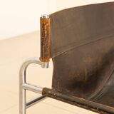 "SZ12" armchair in brown leather by Walter Antonis for Spectrum 60's