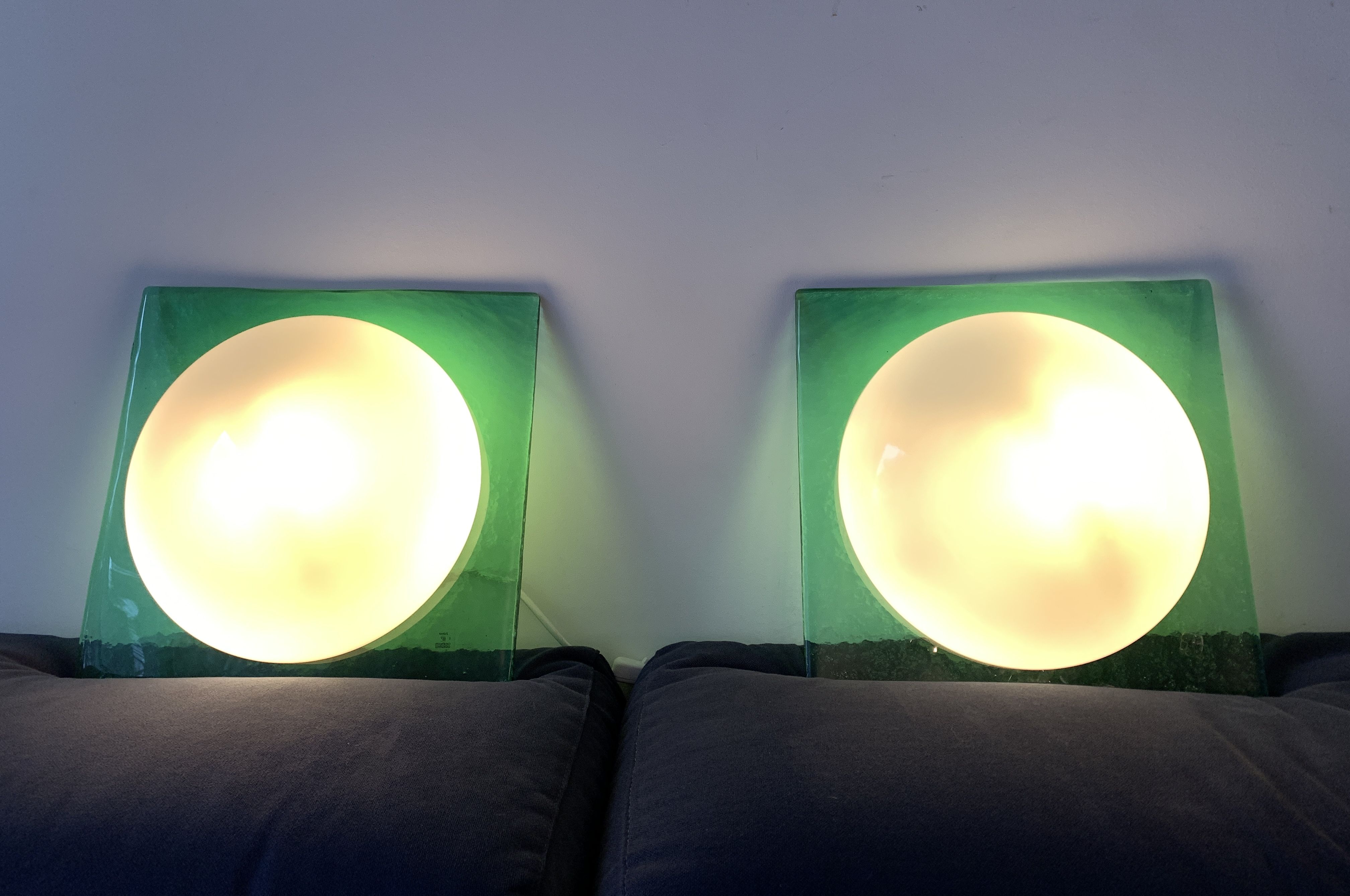 Pair of Italian glass wall sconces, Vétri Murano, 1980