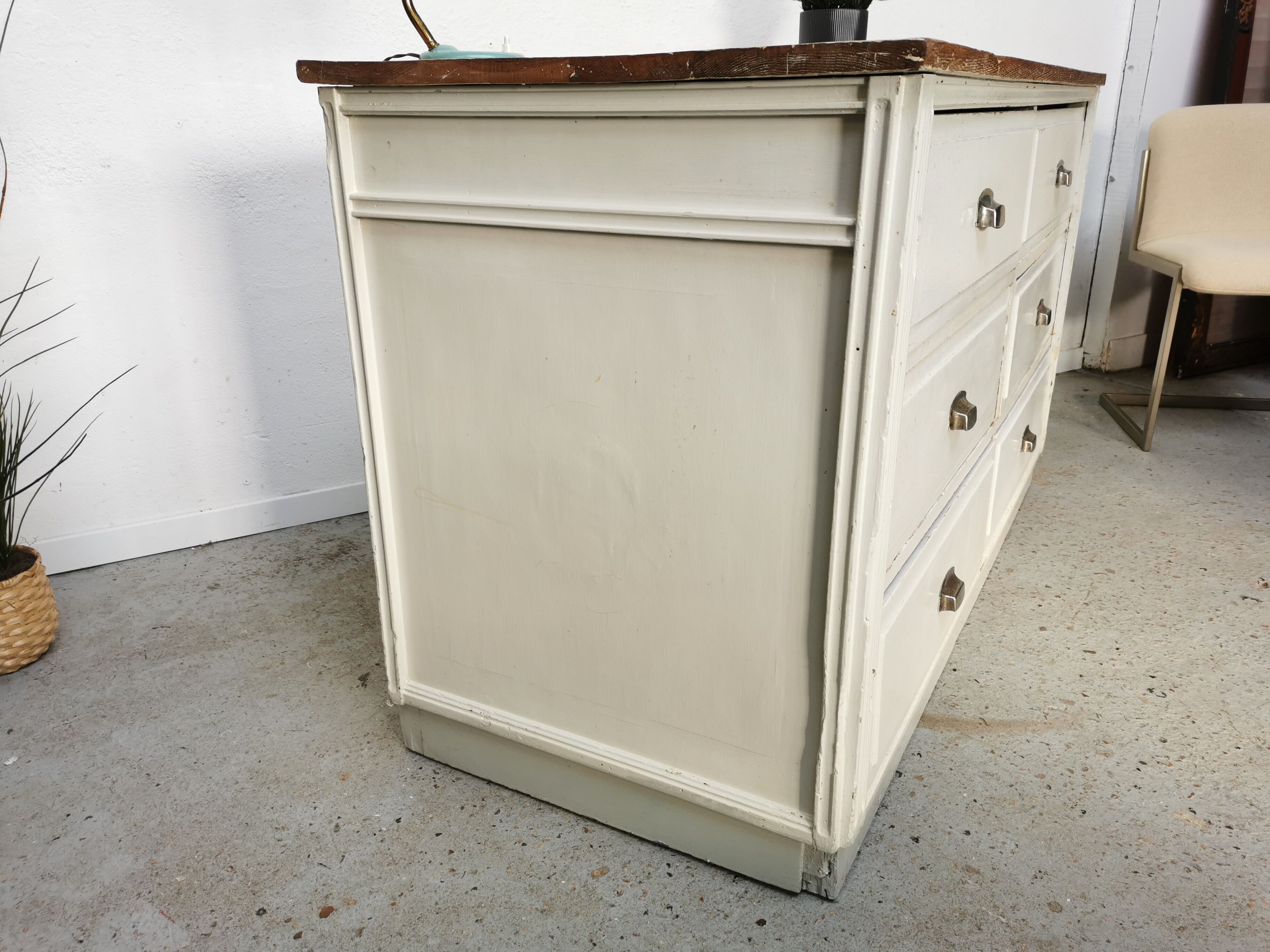 Comptoir meuble de métier à tiroirs
