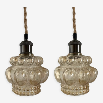 Lot de deux baladeuses vintage en verre doré