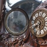 Wooden mirror with clock, 1960