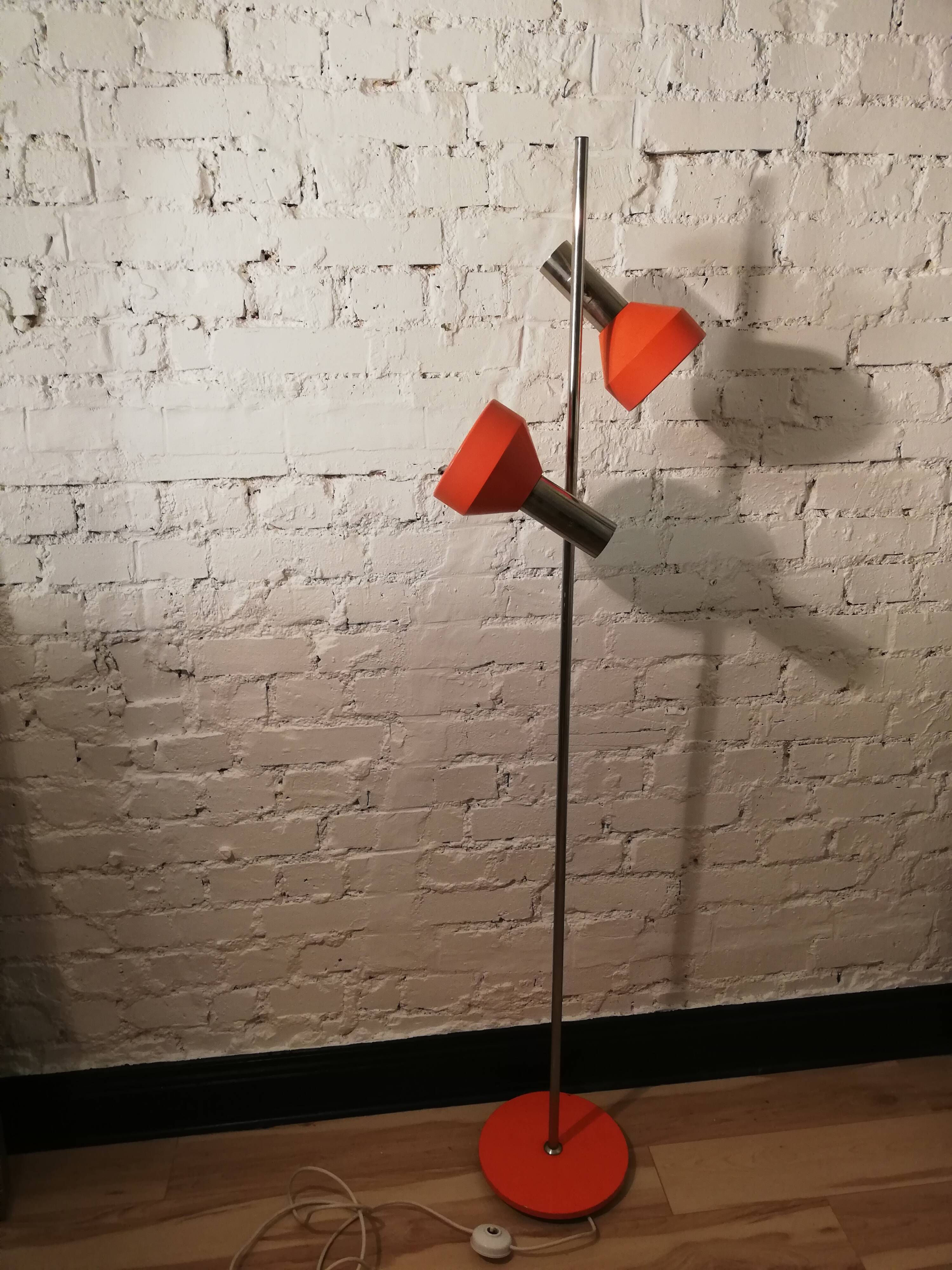 Floor lamp with two orange spots