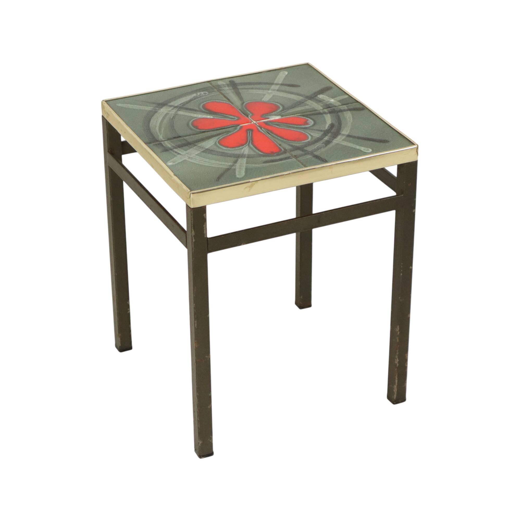 Vintage Square Ceramic Plant Table Tile Table Sixties