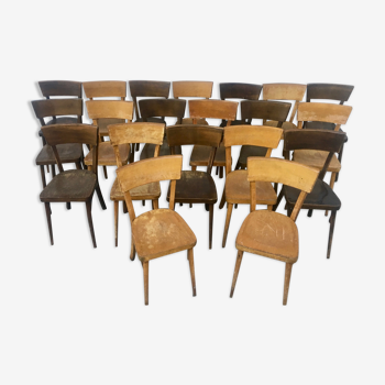 Series of 20 old bistro vintage chairs