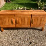 1970s brutalist solid elm sideboard