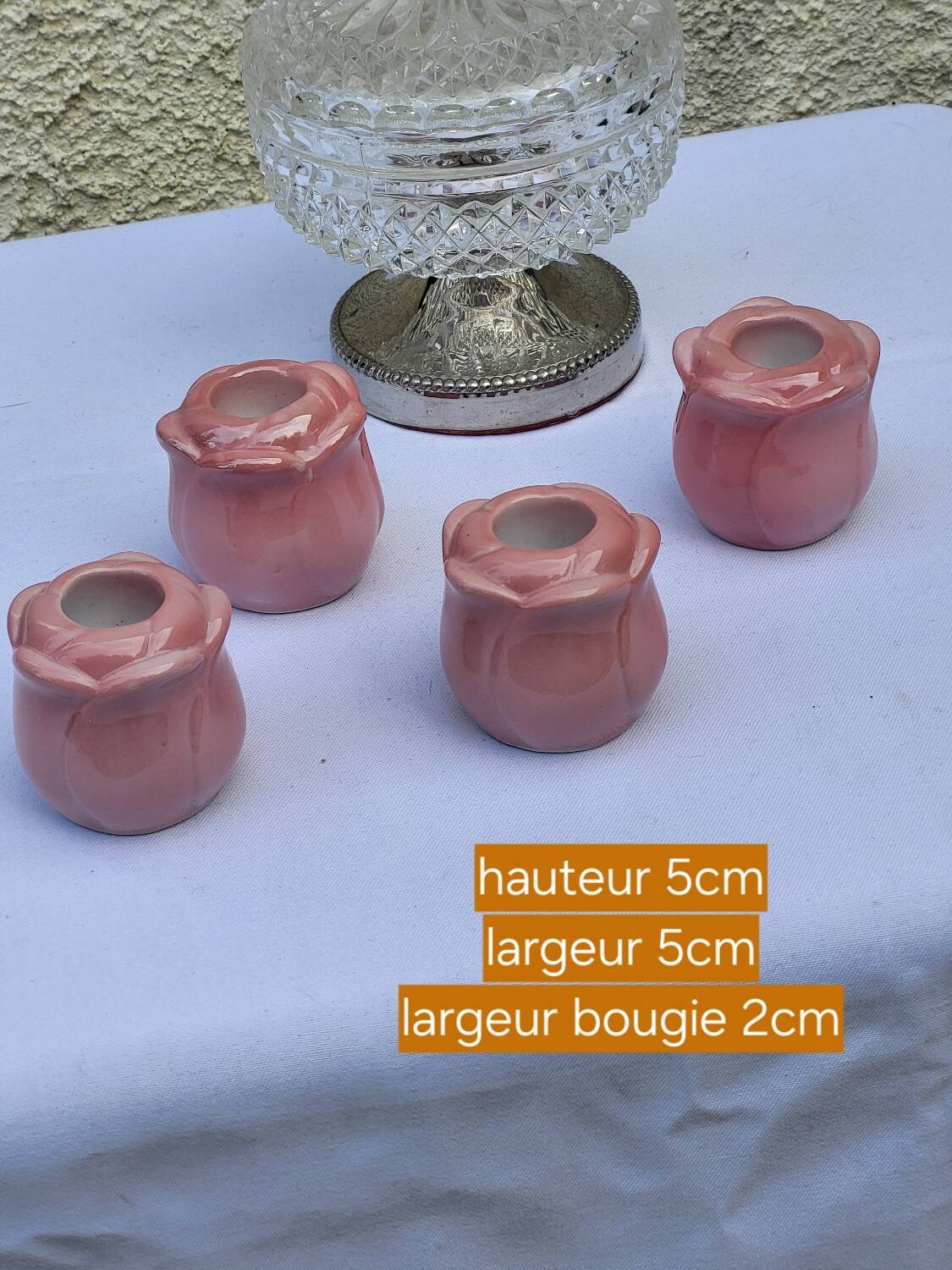 Pink flower candle holder