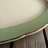 Oval Ceramics Plate Villeroy Boch Green Edge Mint and Gold