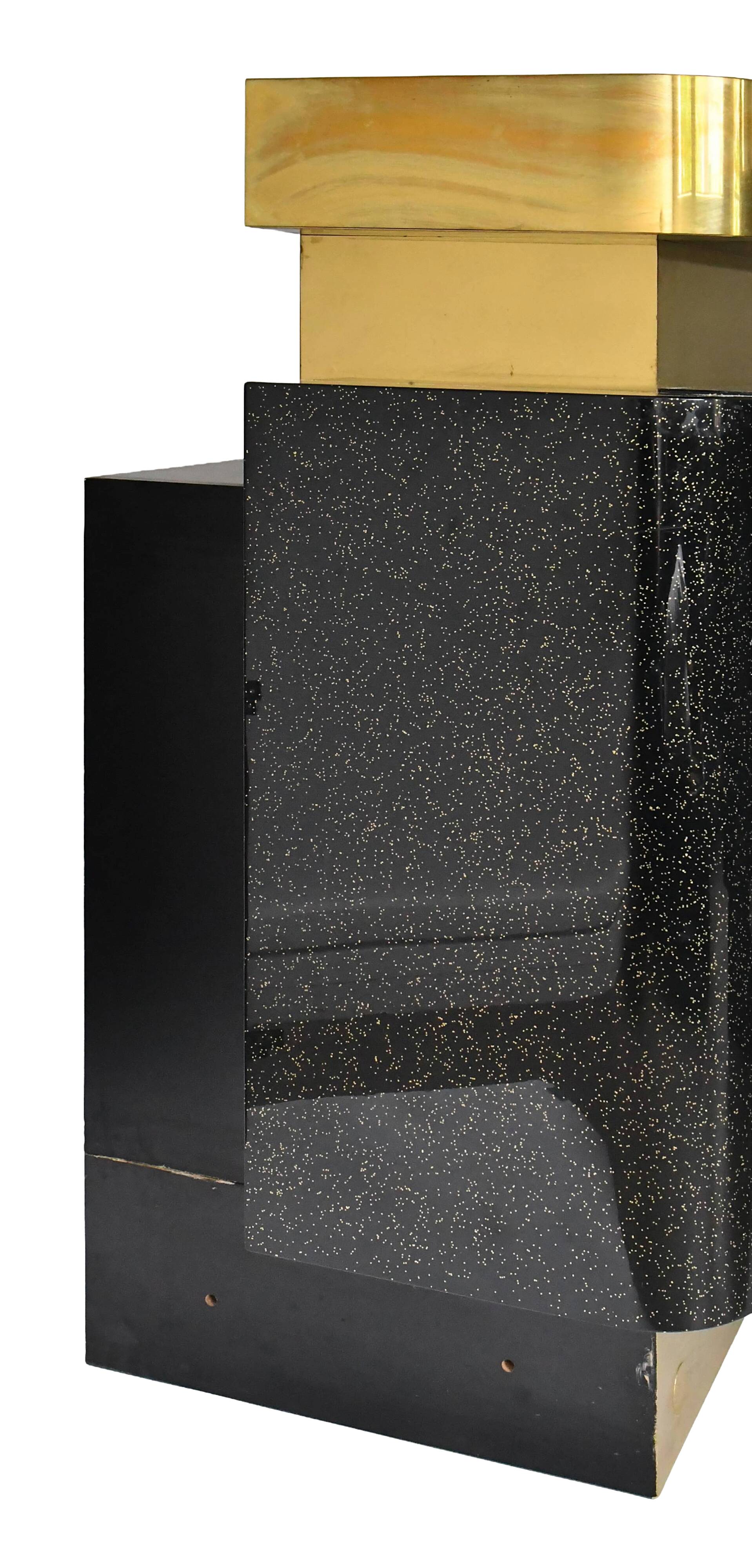 Bar in black lacquer and gilded brass by Jean-Claude Mahey for Maison Romeo.