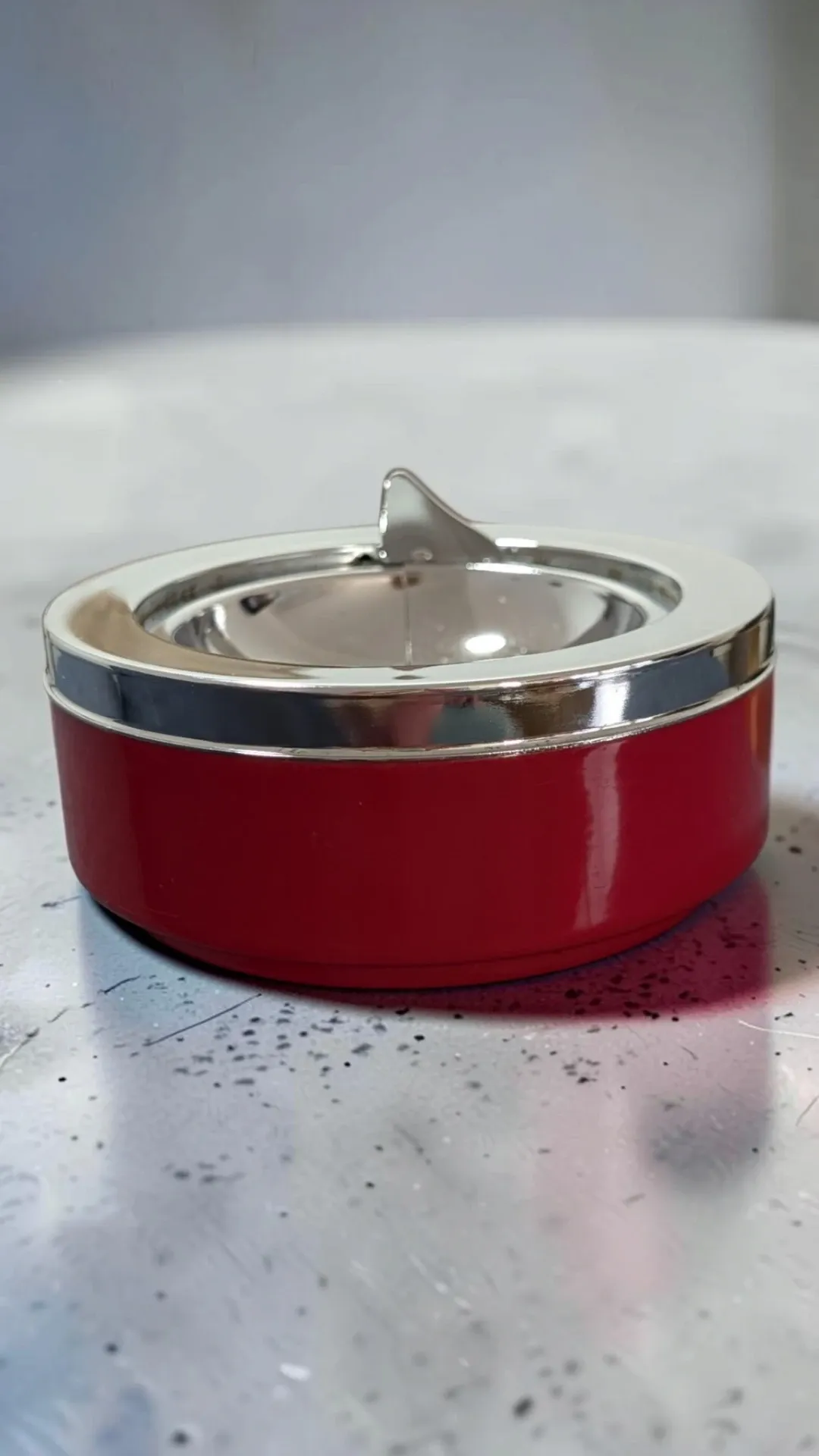 Vintage Red Metal Ashtray Space Age - Caimi Brevetti Italy 1970