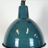 Industrial Petrol Enamel Factory Pendant Lamp, 1960s