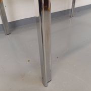 Vintage oval dining table in smoked glass and chrome metal, Space Age style.