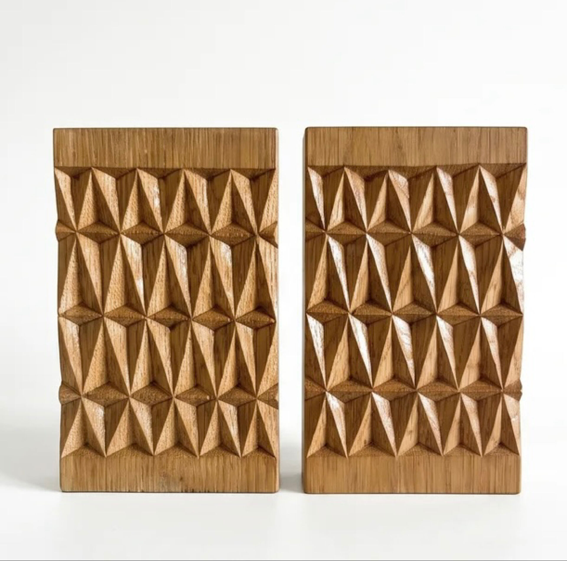 Brutalist oak bookends from the 1960s.