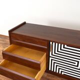 Enfilade Op-Art Mid-Century en Noyer Peint à la Main de Bytomskie Fabryki Mebli, 1960s.