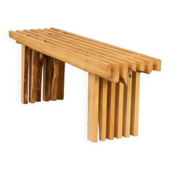 cypress wooden slatted Bench for La Falegnameria Studio