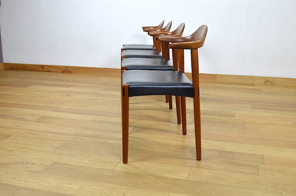 4 Fauteuils Danois en Teck Jacob Hermann  Randers Mobelfabrik 1960