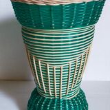 Glass vase and braided scoubidou thread 50s