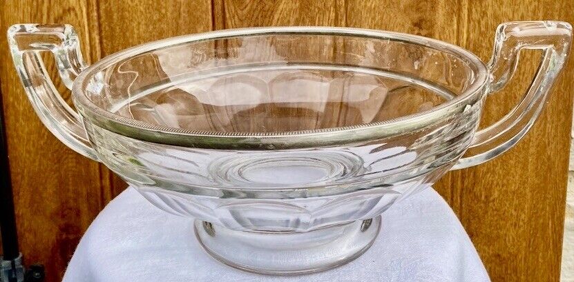 Art Deco fruit bowl with silver Minerva frame, Val Saint Lambert