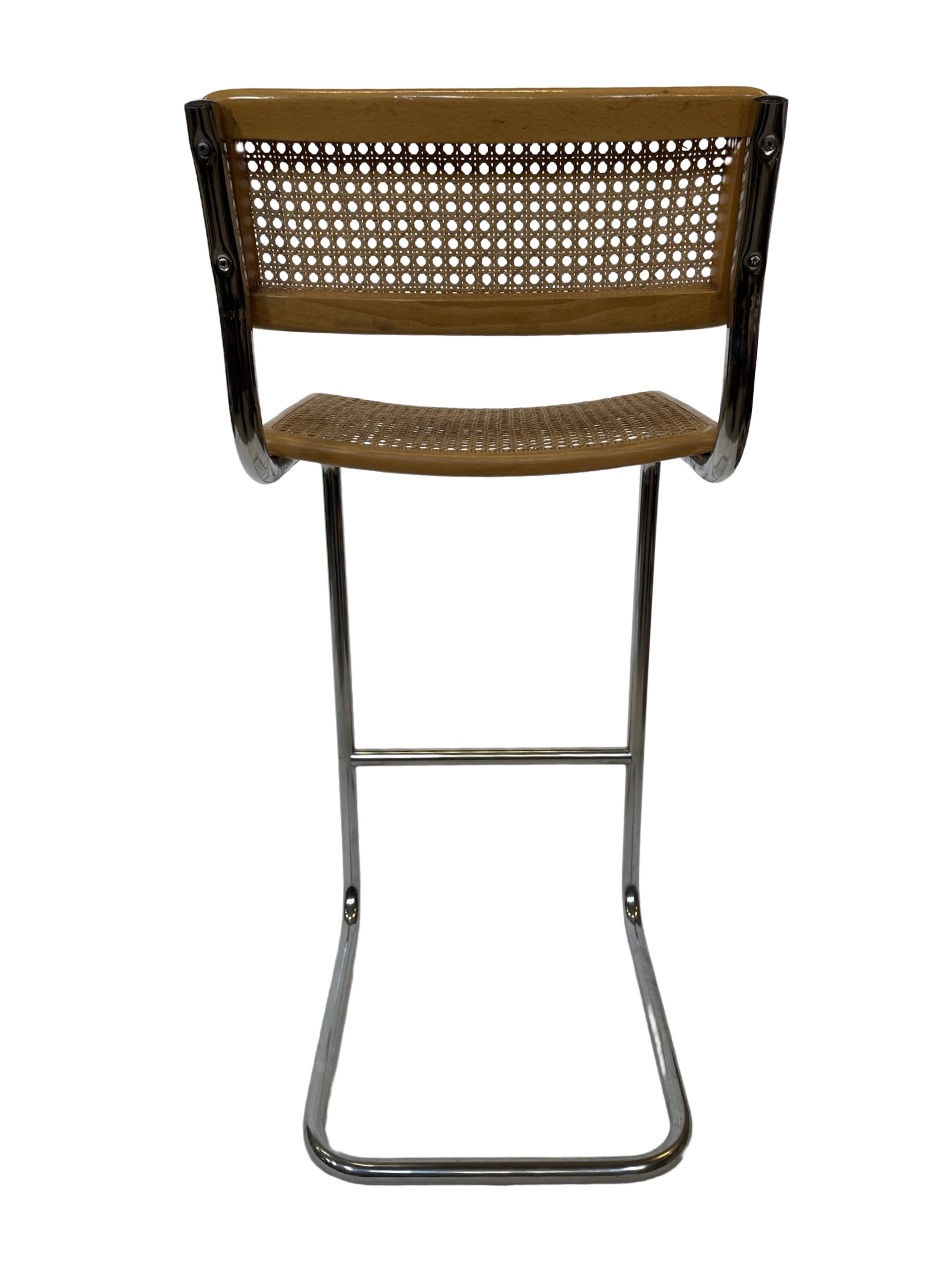 Vintage Cesca Design Bar Stools 80's design in chrome set of four