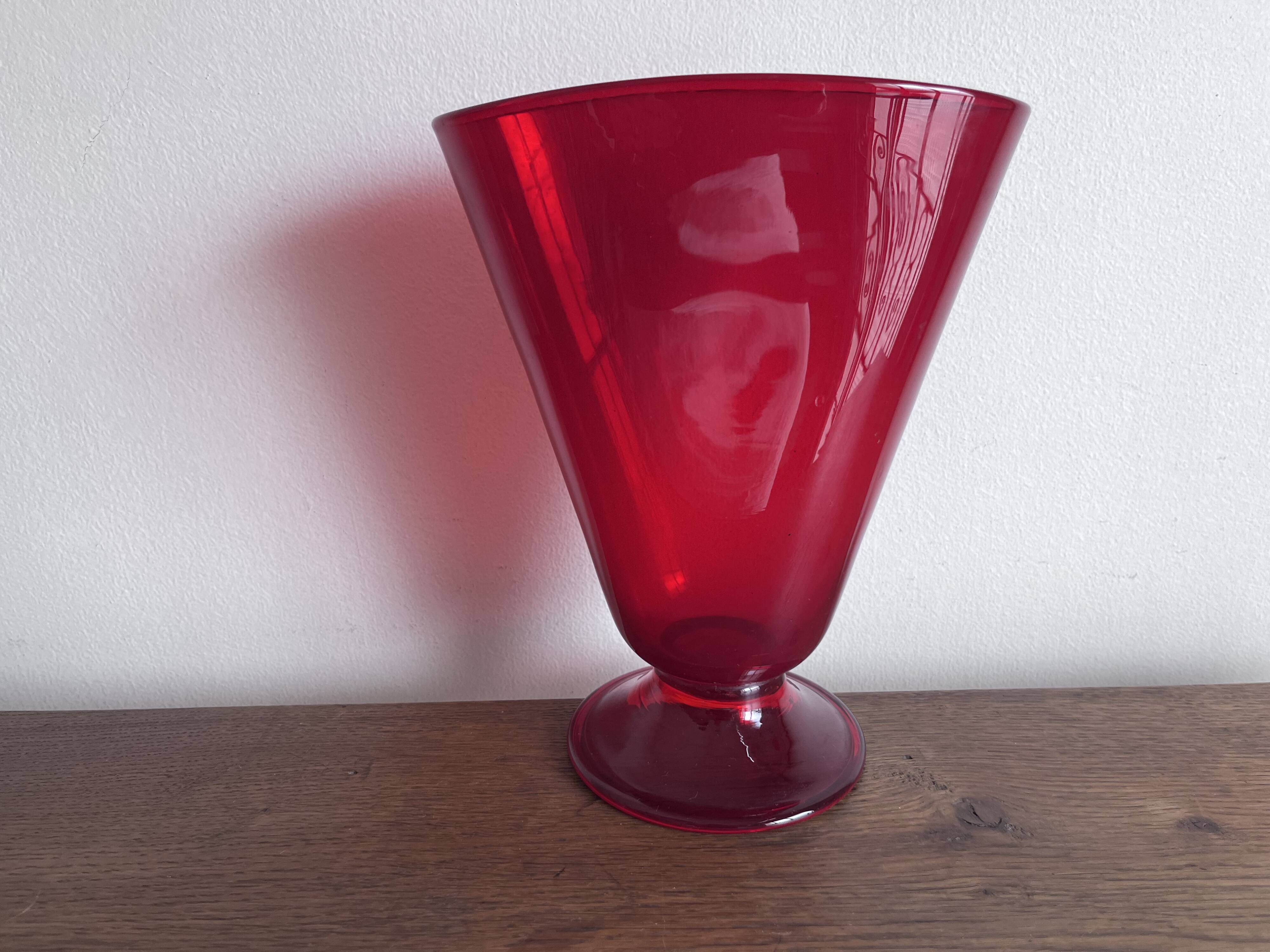 Vase éventail Empoli rouge 1950 XL