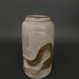 Vase signed in glazed earthenware ceramic 1960 gray background