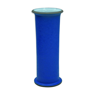 Vase bleu grés non signé