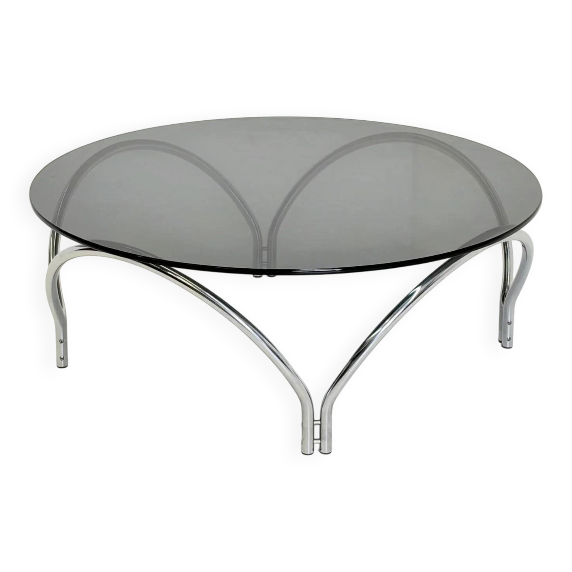Table basse vintage Space Age en verre fumé et chrome