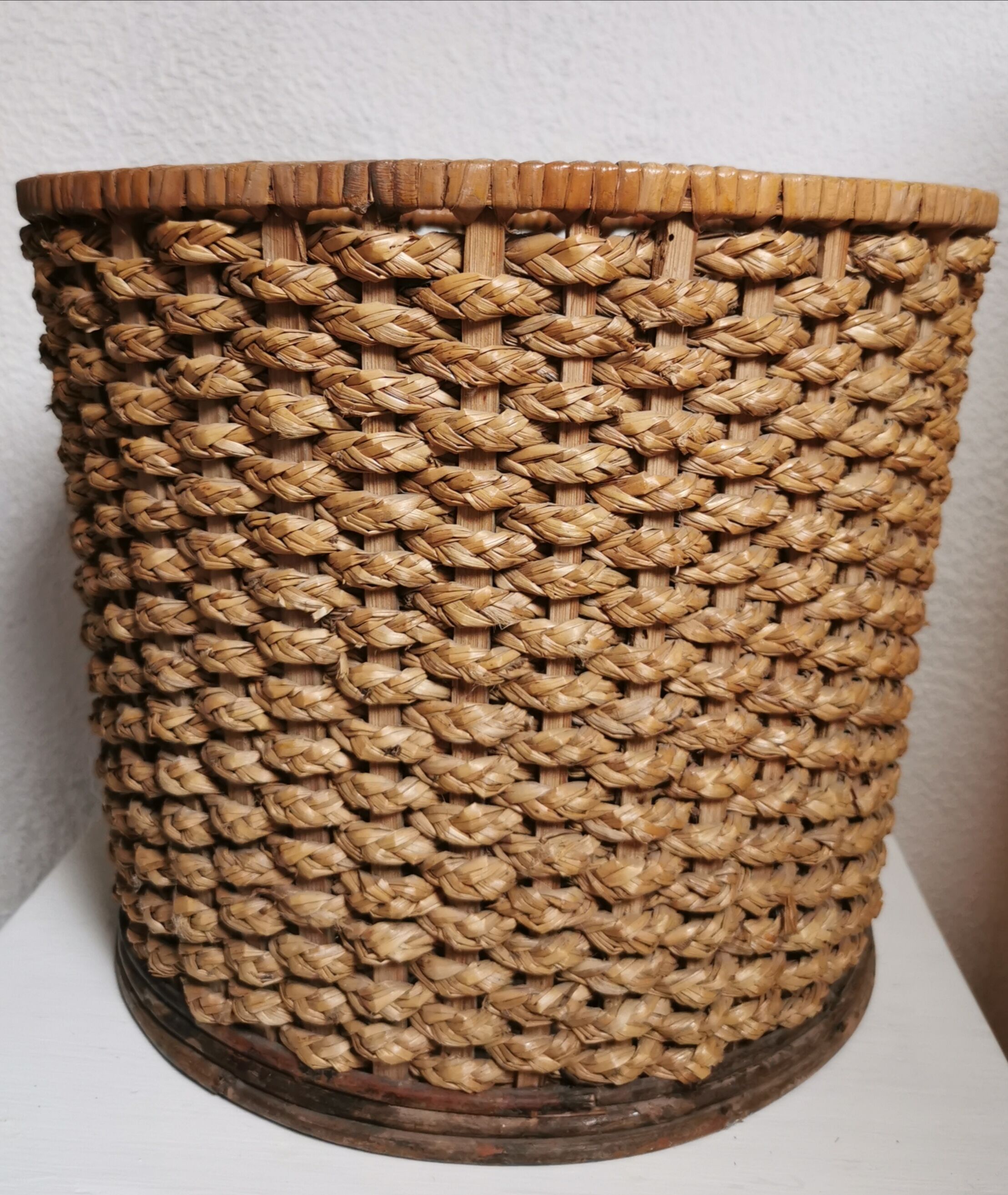 Vintage woven fiber basket