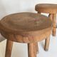 Pair of tripod stools of farm in raw Elm