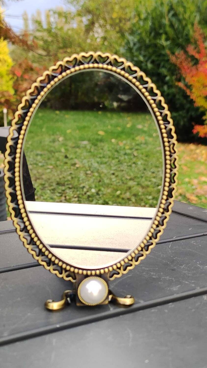 Vanity mirror/face hand or table, oval. baroque/shabby chic style
