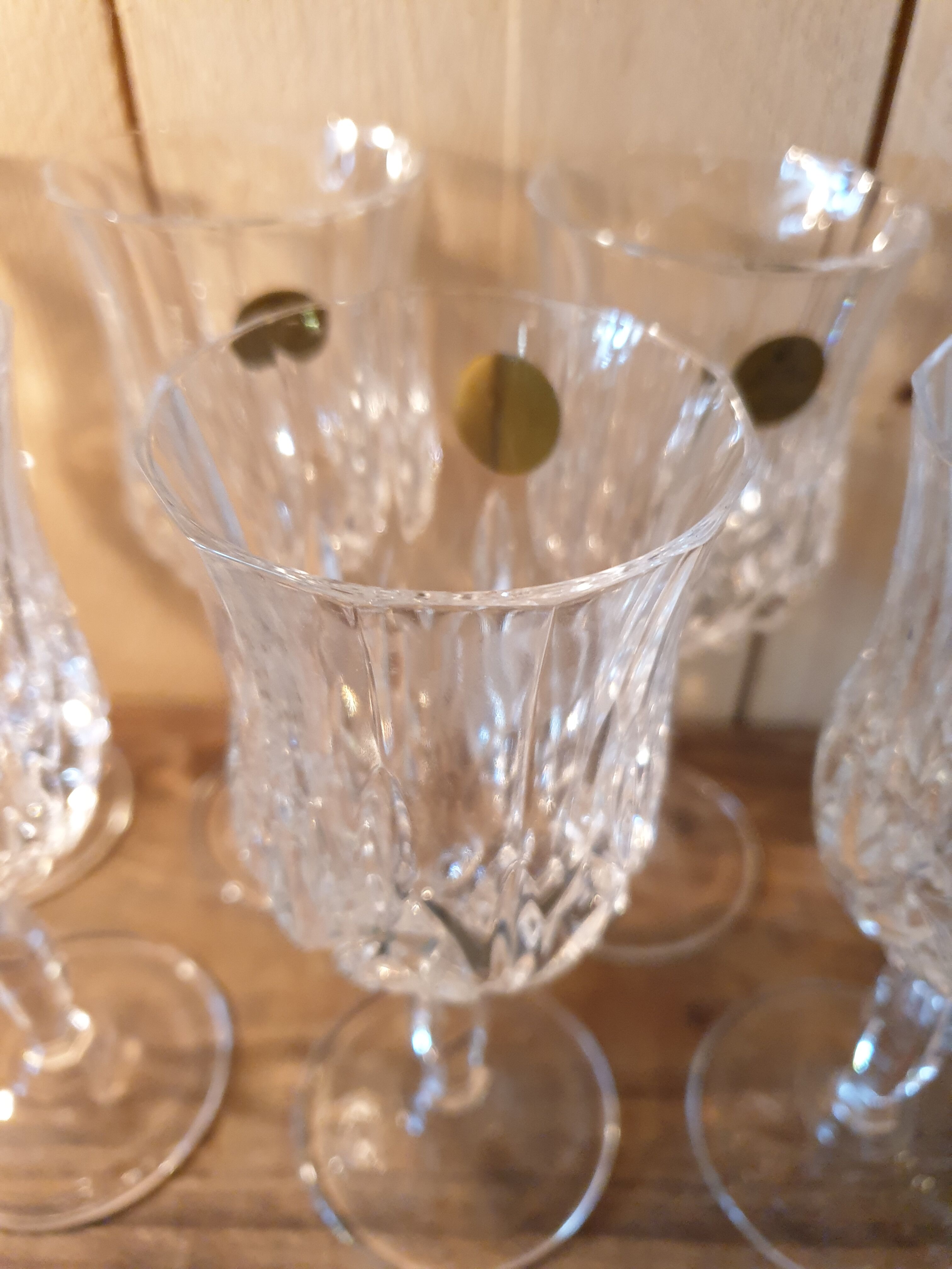Set of 9 crystal wine glasses